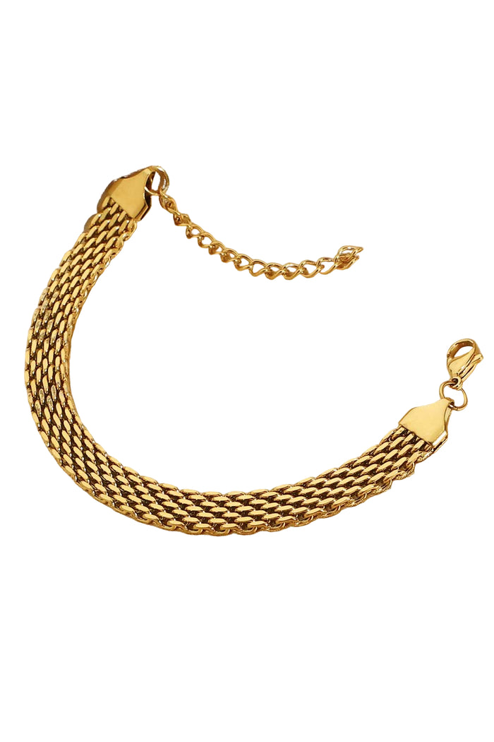 Luxurious 18K Gold-Plated Wide Chain Bracelet - Stylish Elegance