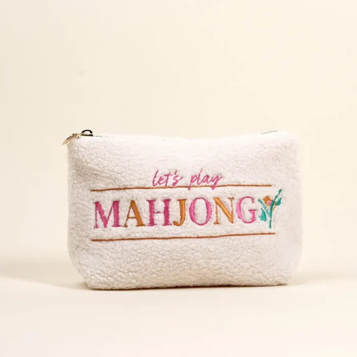 Mahjong Teddy Pouch - Greige Goods