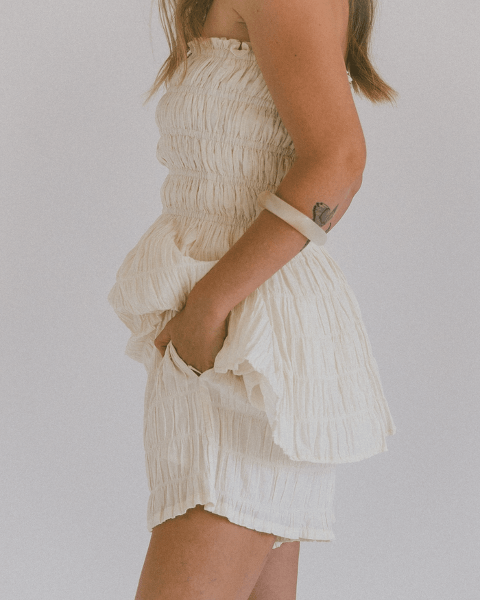 Matilda Shorts | Beige Seersucker