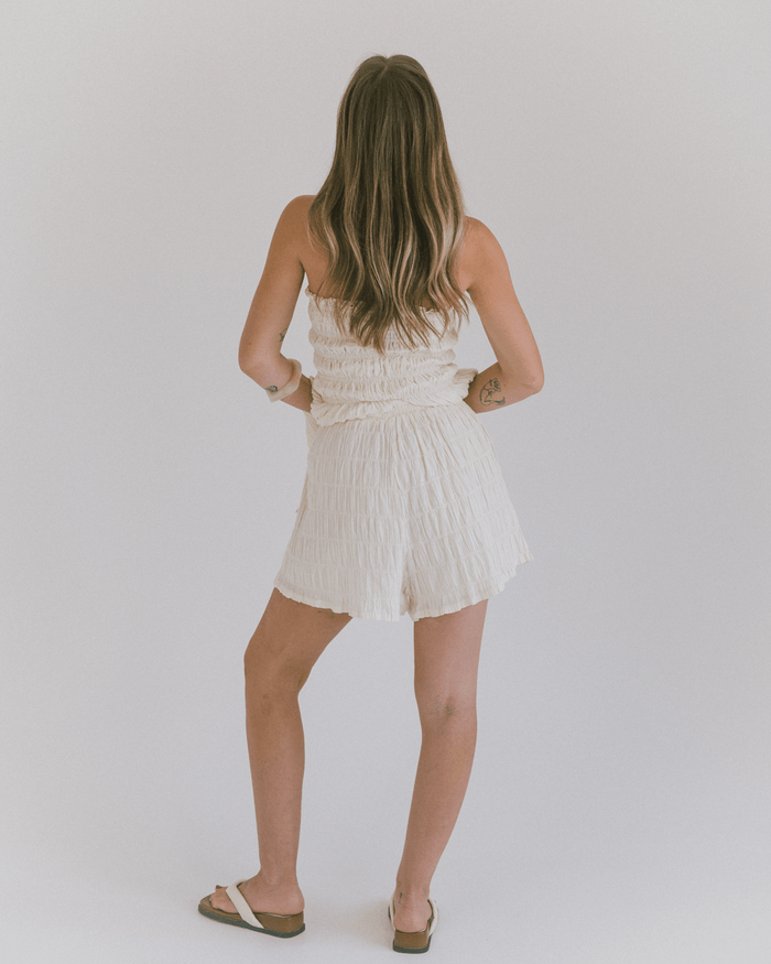 Matilda Shorts | Beige Seersucker