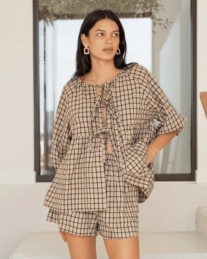 Matilda Shorts | Neutral Gingham