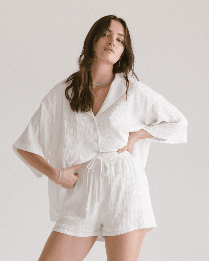 Matilda Shorts | White Crepe