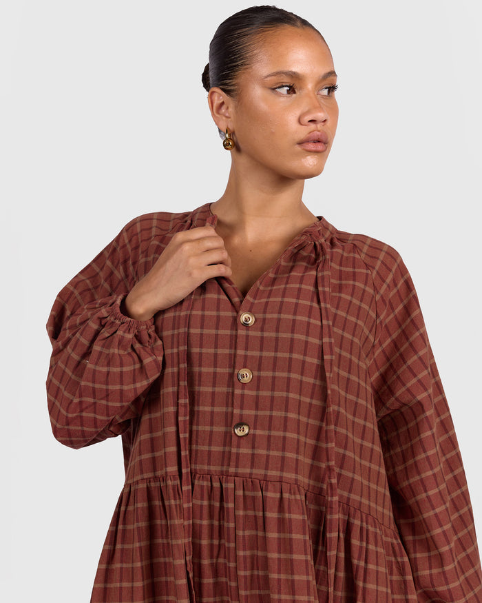Maxi Avalon Smock | Maple Gingham