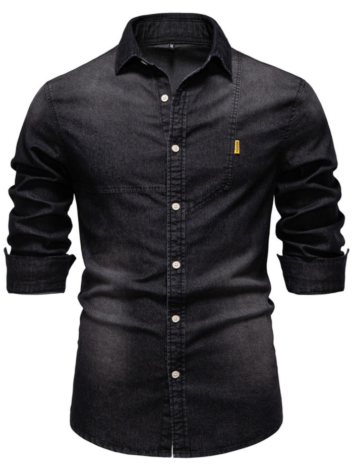 Men's Button Down Collared Neck Denim Shirt for Style