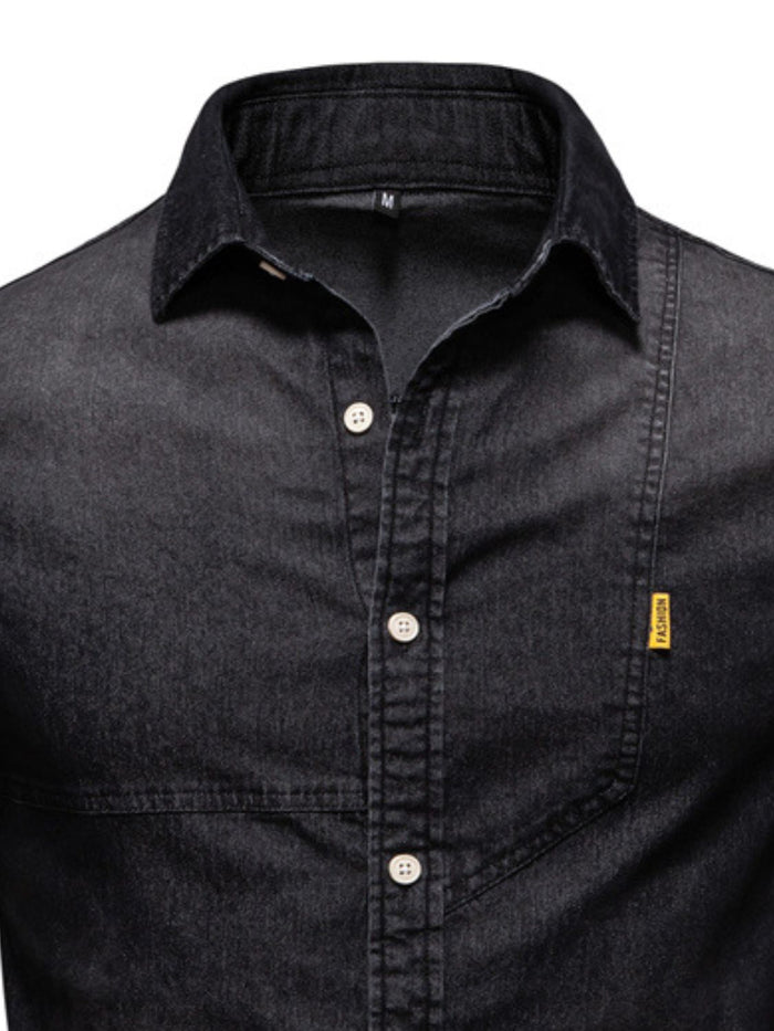 Men's Button Down Collared Neck Denim Shirt for Style