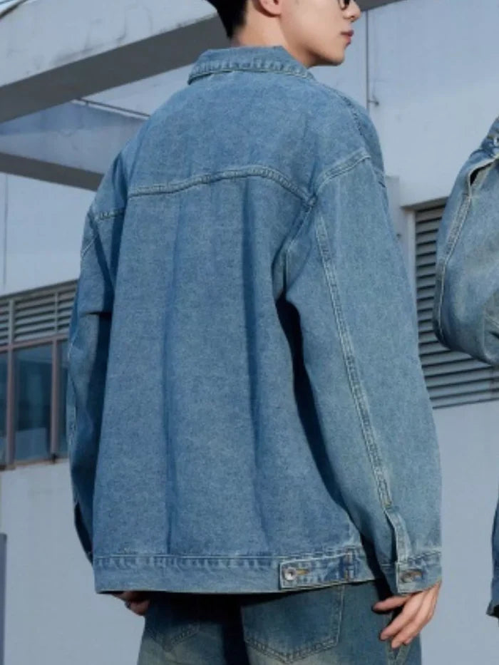Men's Button Up Long Sleeve Denim Jacket