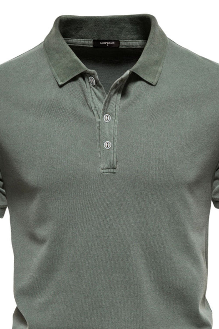 Men's Collared Neck Button Detail Short Sleeve Polo Shirt