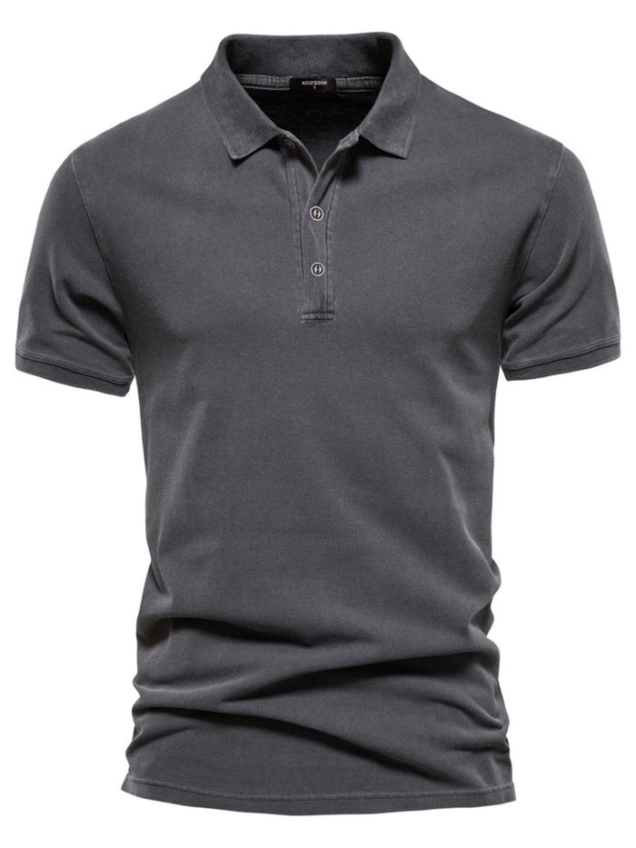 Men's Collared Neck Button Detail Short Sleeve Polo Shirt
