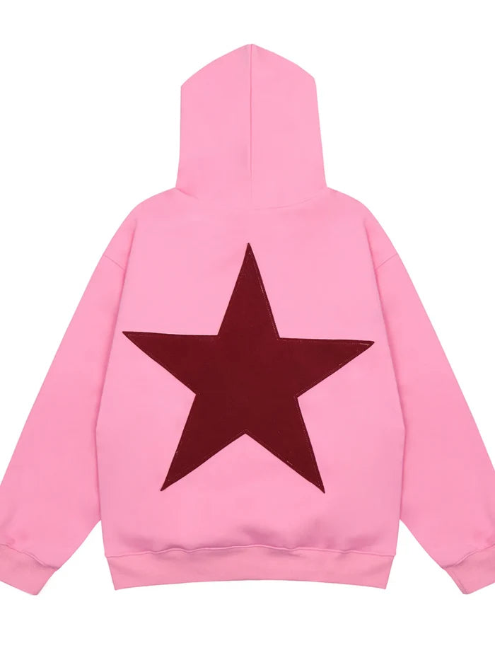 Men's Contrast Star Long Sleeve Hoodie