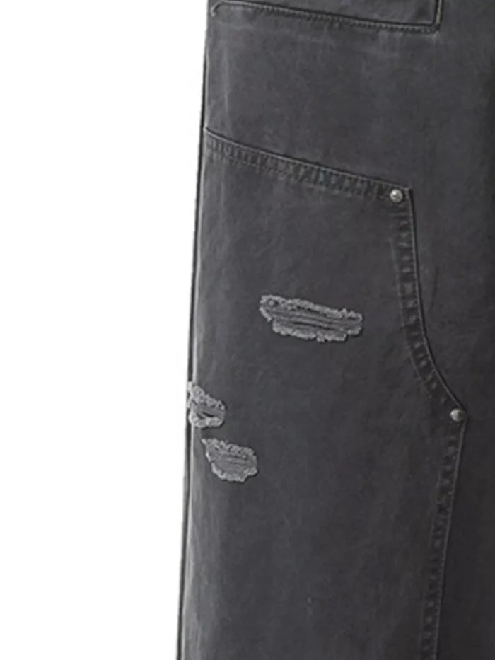 Men's Distressed Wide-Leg Pants