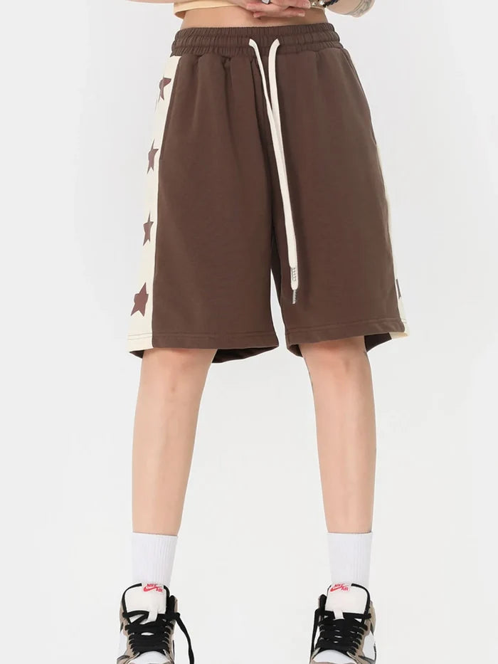 Men's Drawstring Shorts with Star Side Stripes