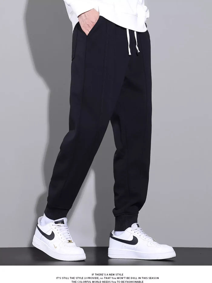 Men's Full Size Casual Drawstring Elastic Waist Ankle Cuffed Pants Plus Size