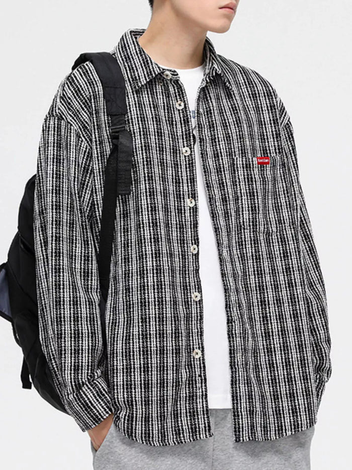 Men's Full Size Casual Plaid Button Up Shirt Plus Size
