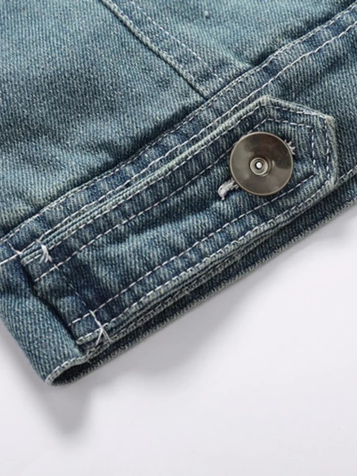 Men's Full Size Faux Fur Collar Denim Jacket Plus Size