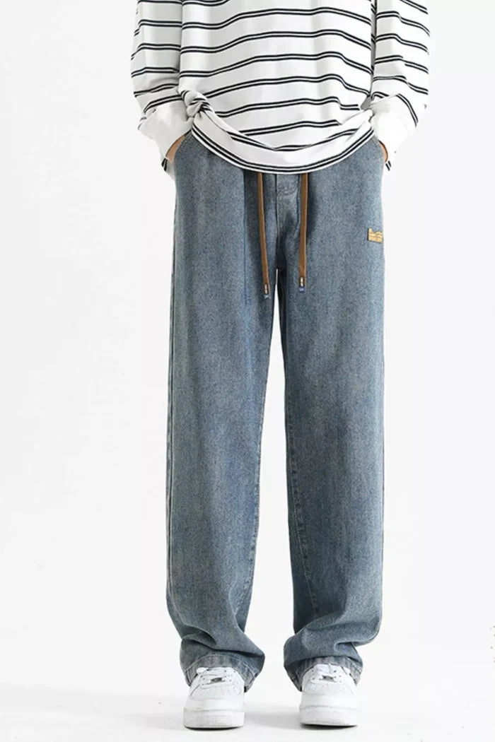 Men's Full Size Loose Fit Drawstring Jeans Plus Size