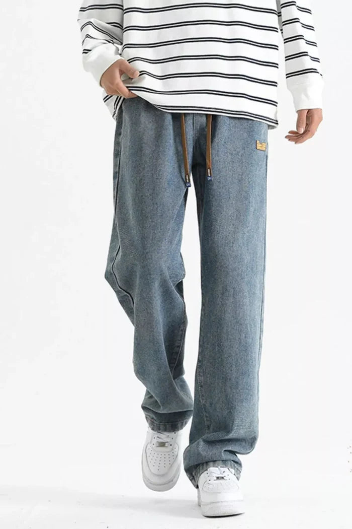 Men's Full Size Loose Fit Drawstring Jeans Plus Size