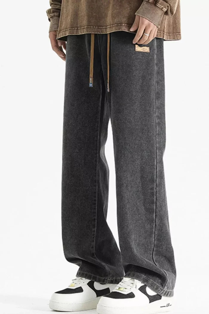 Men's Full Size Loose Fit Drawstring Jeans Plus Size