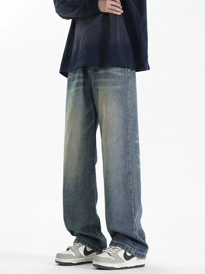 Men's Full Size Wash Loose Fit Jeans Plus Size