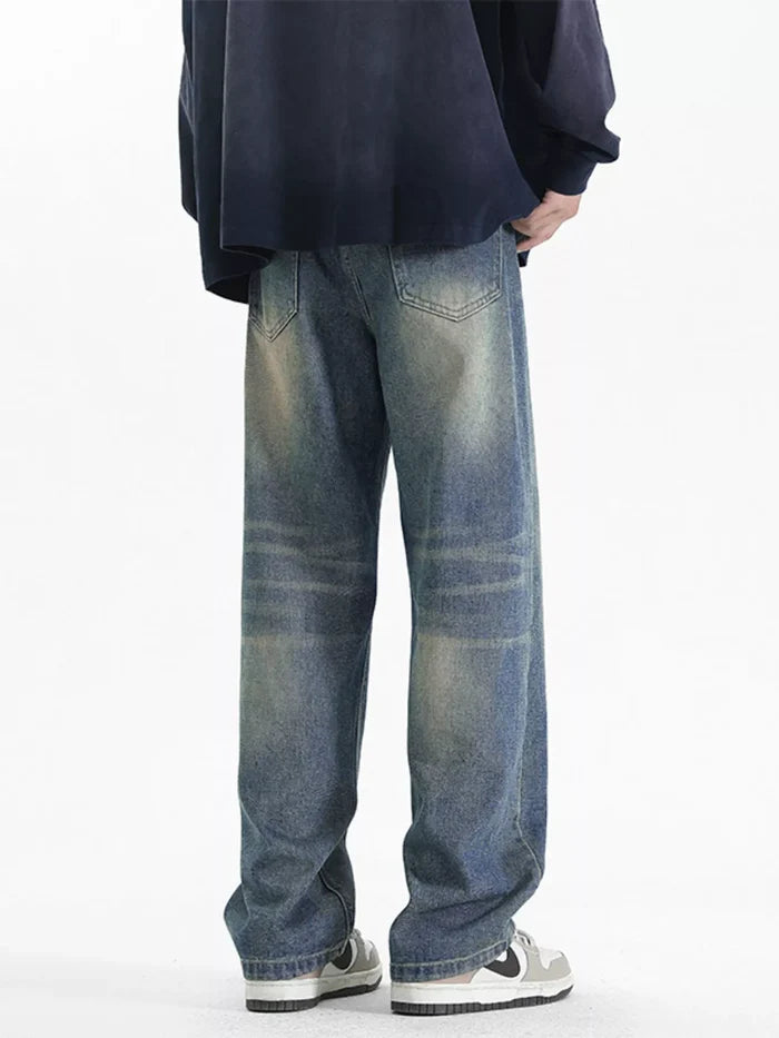 Men's Full Size Wash Loose Fit Jeans Plus Size