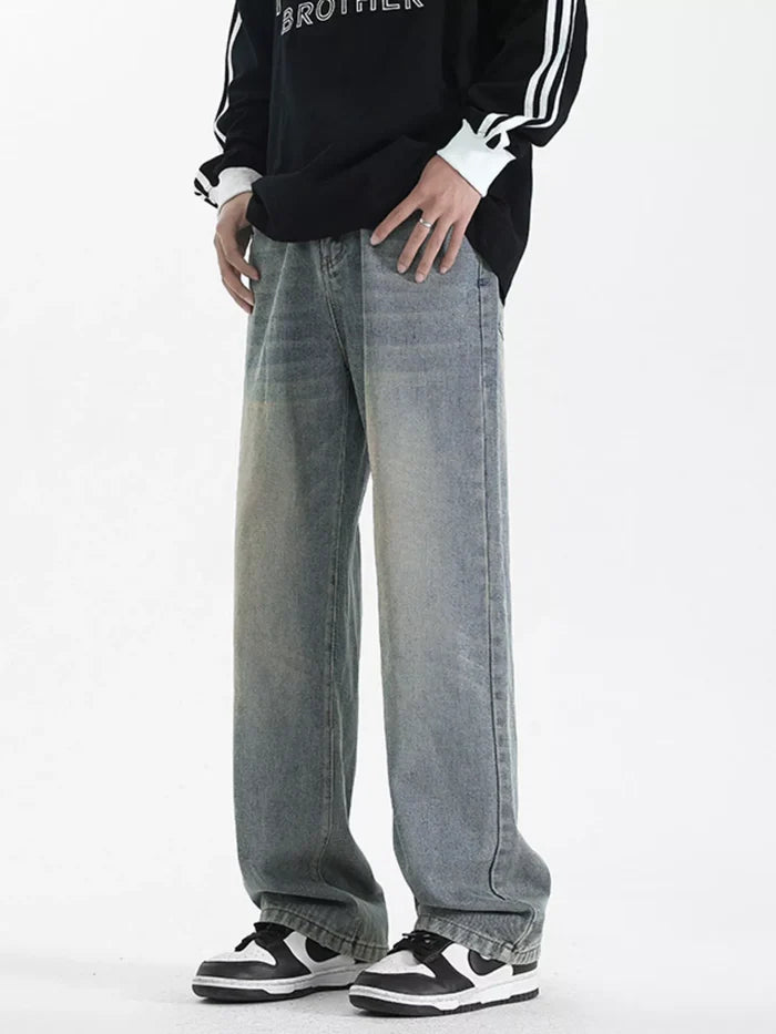 Men's Full Size Wash Loose Fit Jeans Plus Size