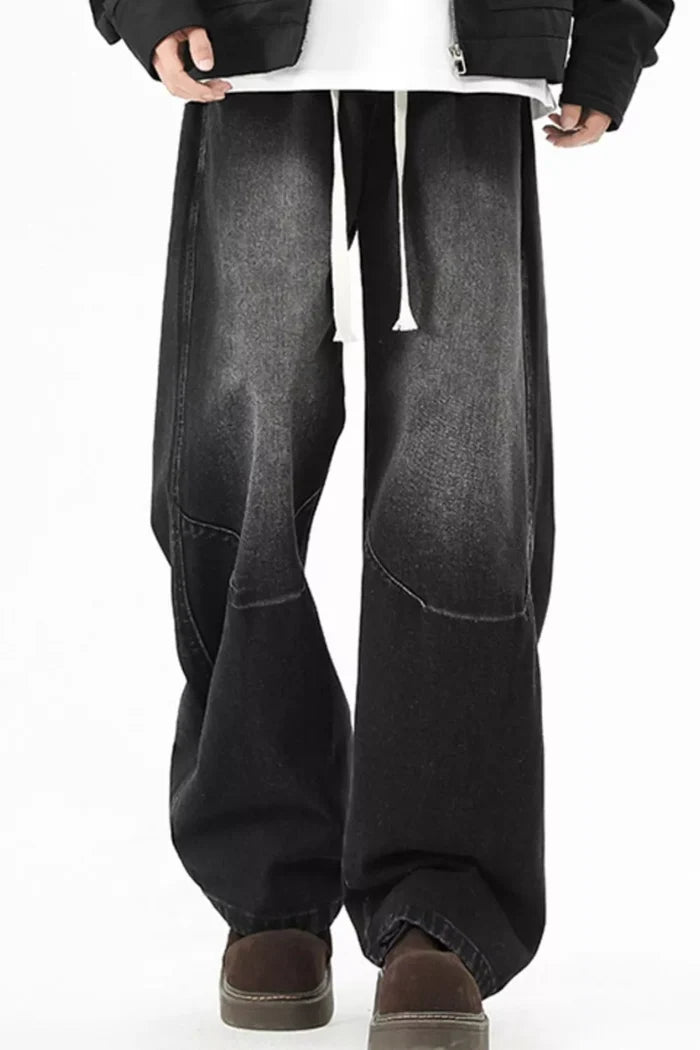 Men's Full Size Wash Wide Leg Jeans Plus Size