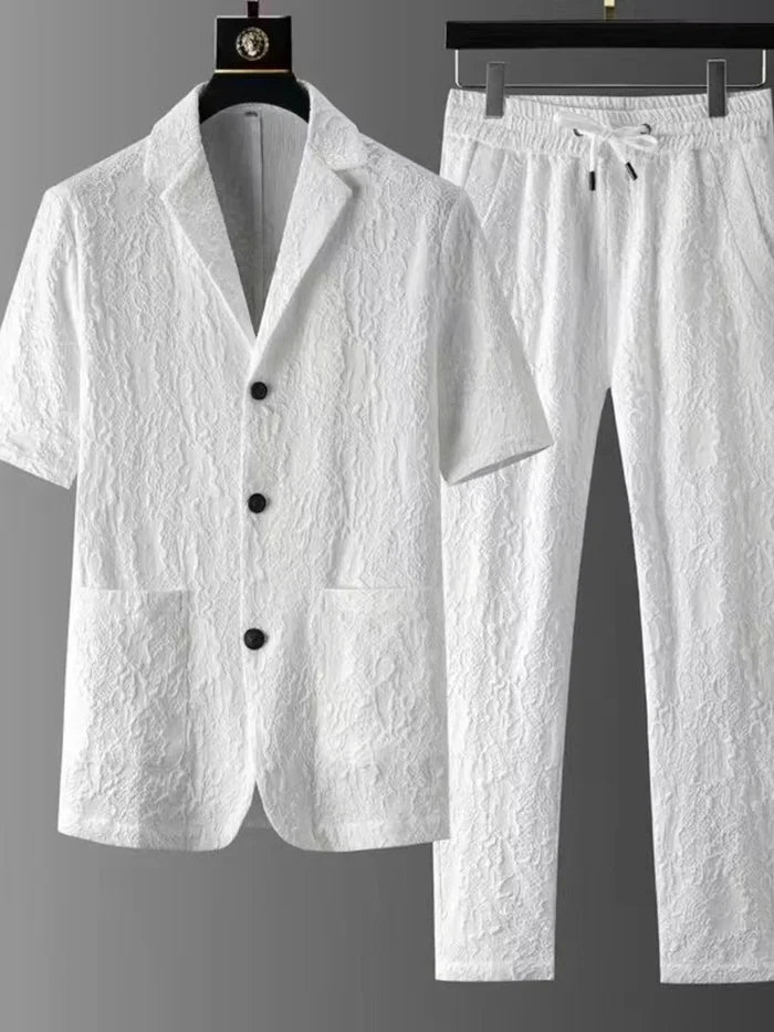 Men's Plus Size Button Up Shirt and Pants Set