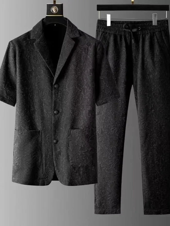 Men's Plus Size Button Up Shirt and Pants Set
