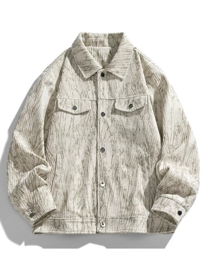 Men's Plus Size Corduroy Button-Down Casual Jacket