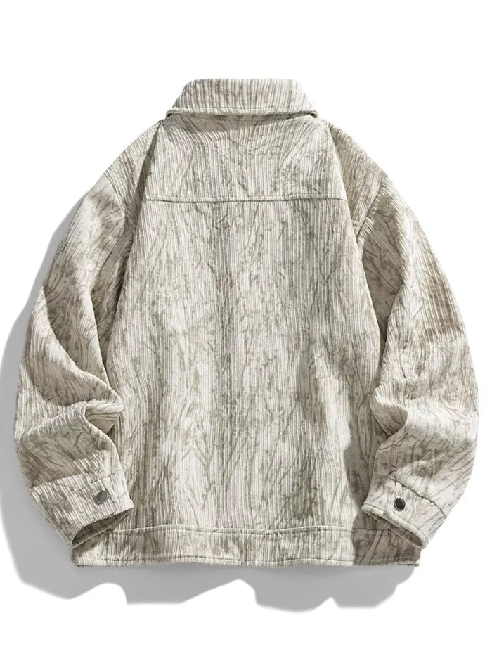 Men's Plus Size Corduroy Button-Down Casual Jacket