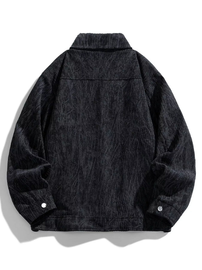 Men's Plus Size Corduroy Button-Down Casual Jacket