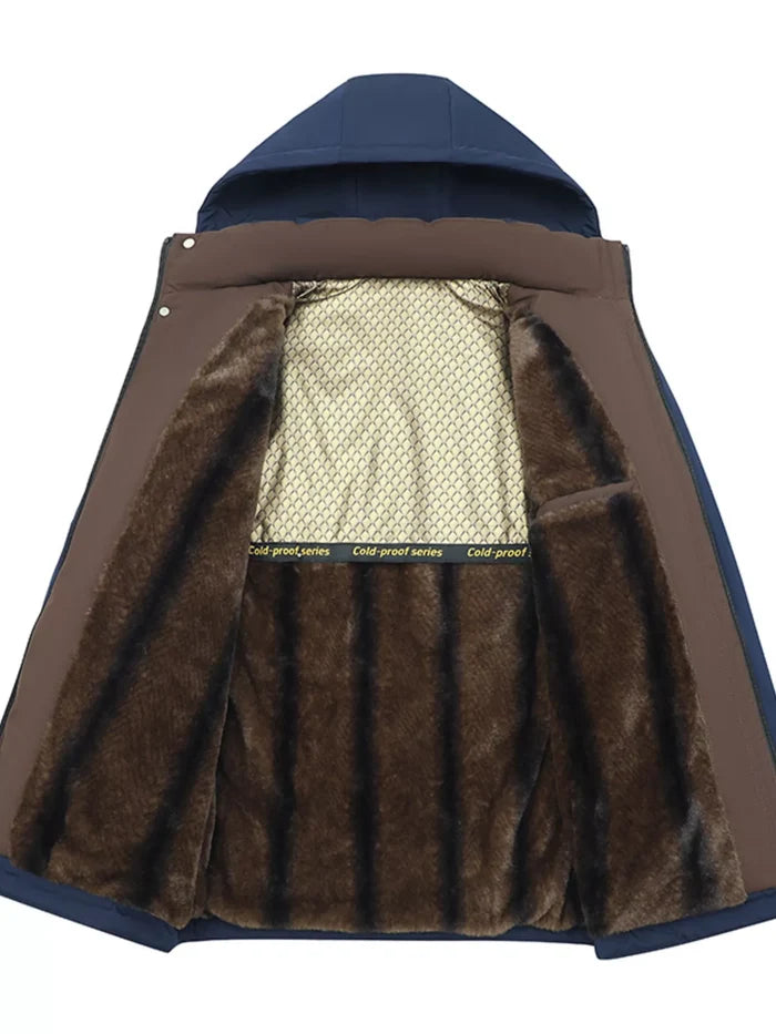 Men's Plus Size Fleece Lined Hooded Winter Coat