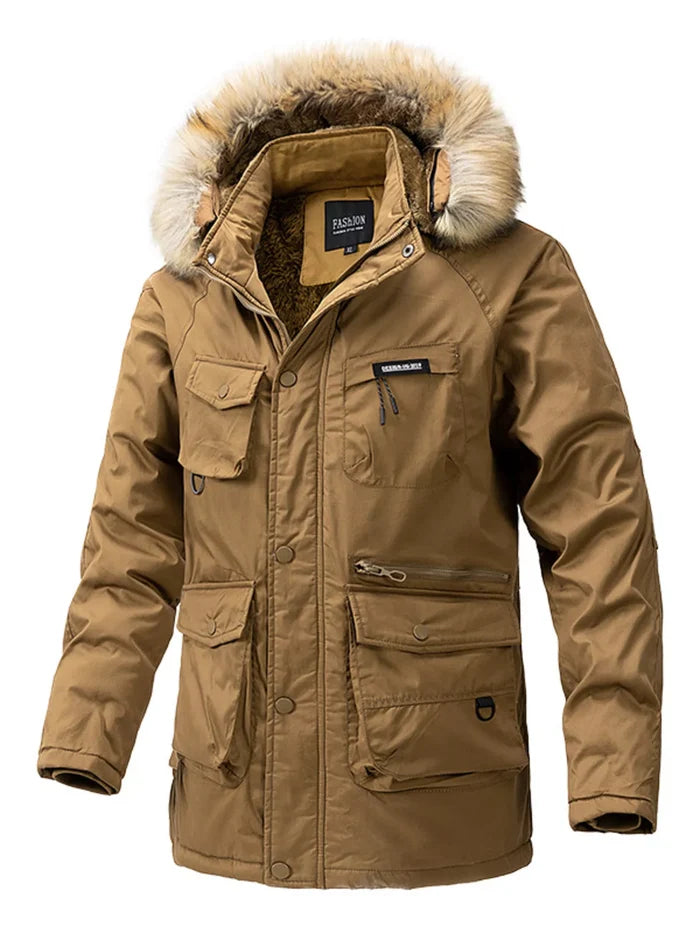 Men's Plus Size Fur Hooded Winter Parka Coat