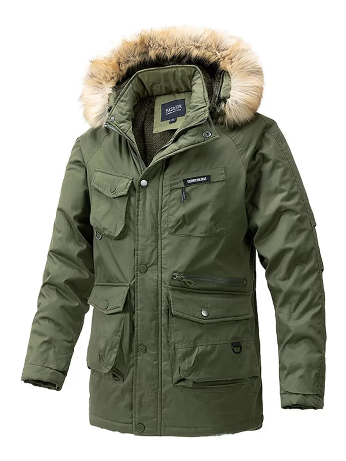 Men's Plus Size Fur Hooded Winter Parka Coat