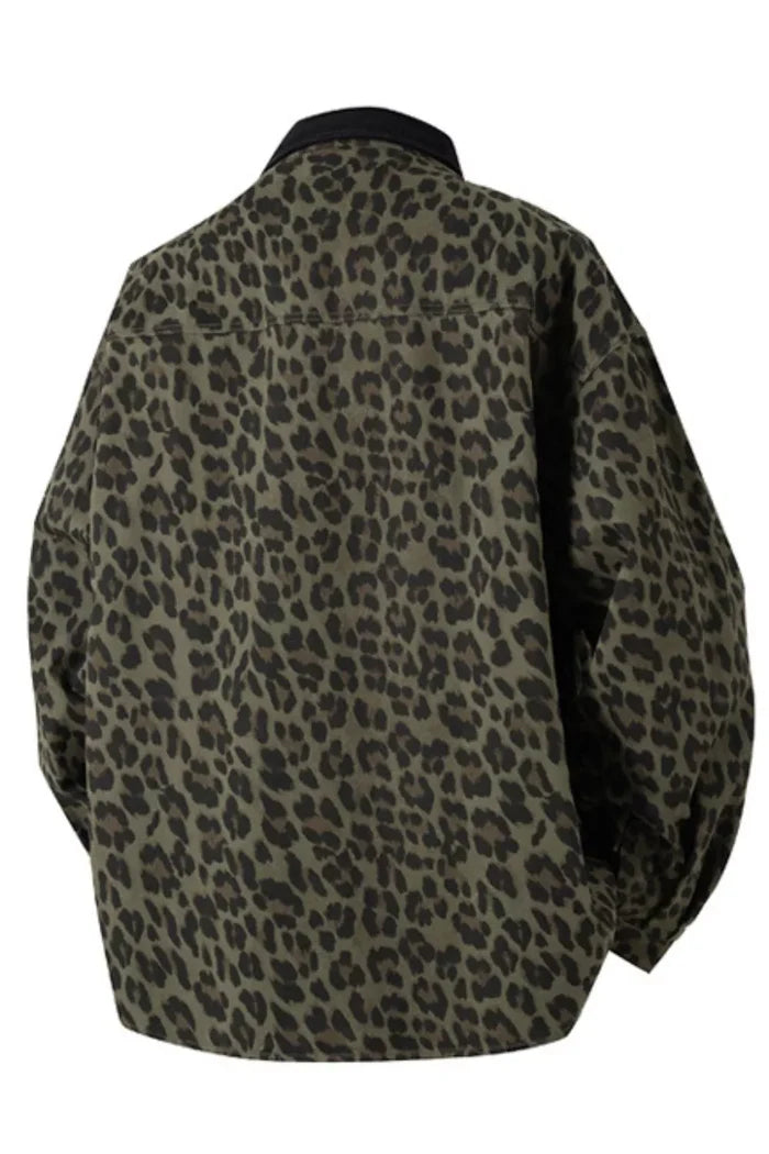 Men's Plus Size Leopard Print Snap Down Shirt