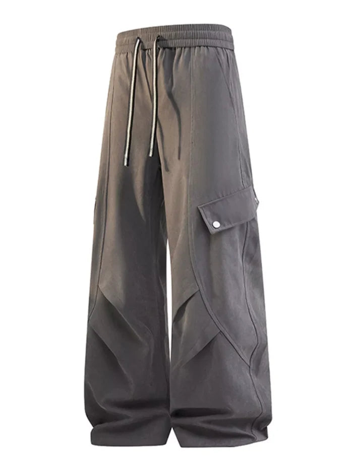 Men's Plus Size Loose Fit Cargo Pants with Drawstring