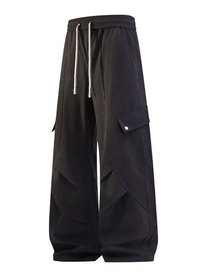 Men's Plus Size Loose Fit Cargo Pants with Drawstring