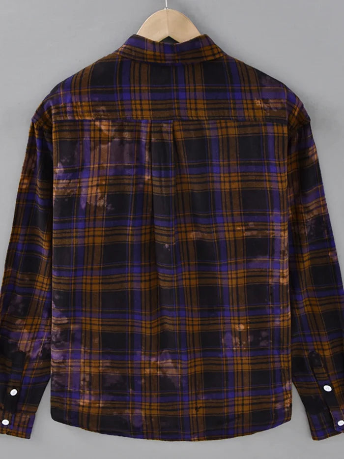 Men's Plus Size Plaid Casual Long Sleeve Shirt