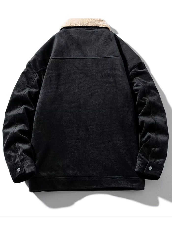 Men's Plus Size Snap Down Sherpa Lined Winter Coat