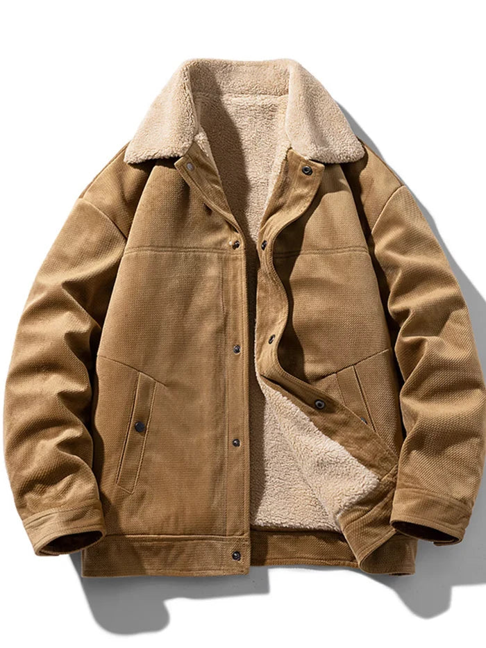 Men's Plus Size Snap Down Sherpa Lined Winter Coat