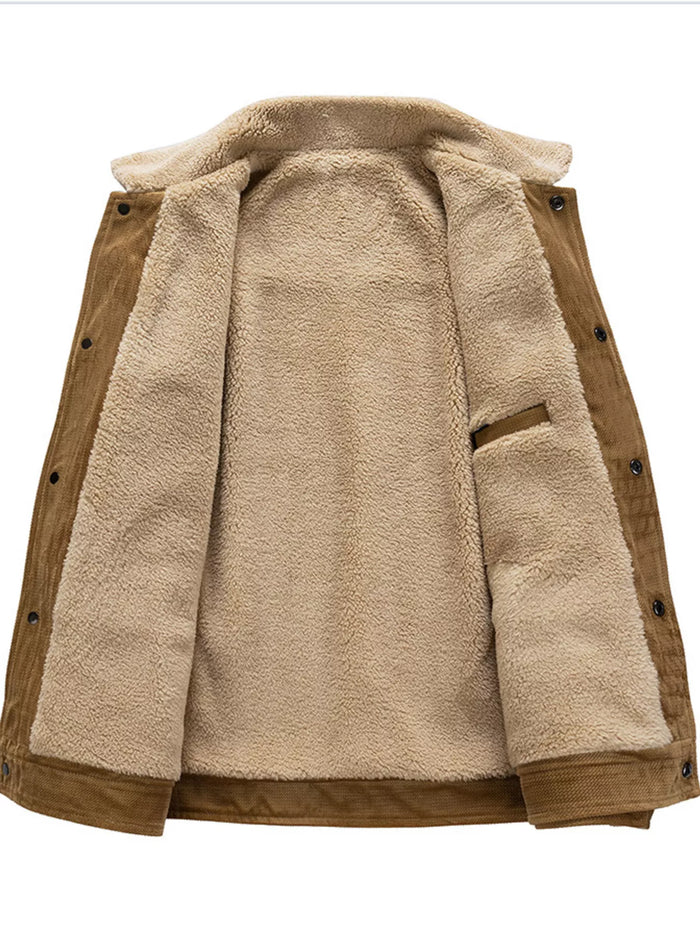 Men's Plus Size Snap Down Sherpa Lined Winter Coat