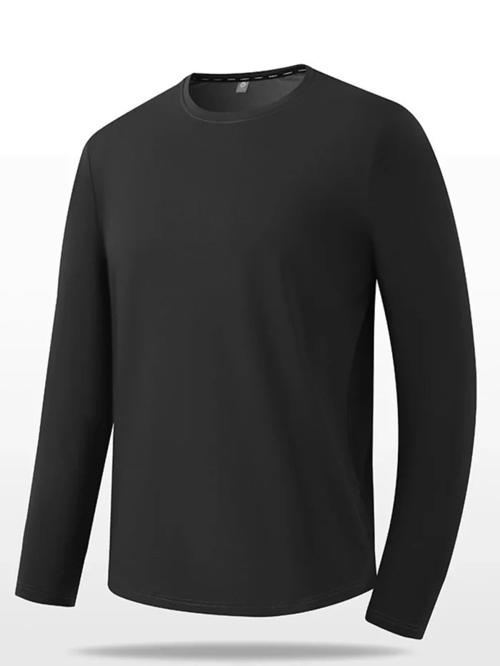 Men's Plus Size Solid Color Long Sleeve Casual T-Shirt