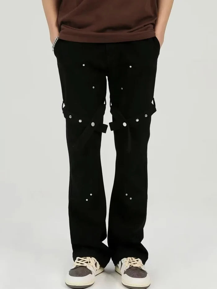 Men's Plus Size Stud Embellishments Bootcut Pants