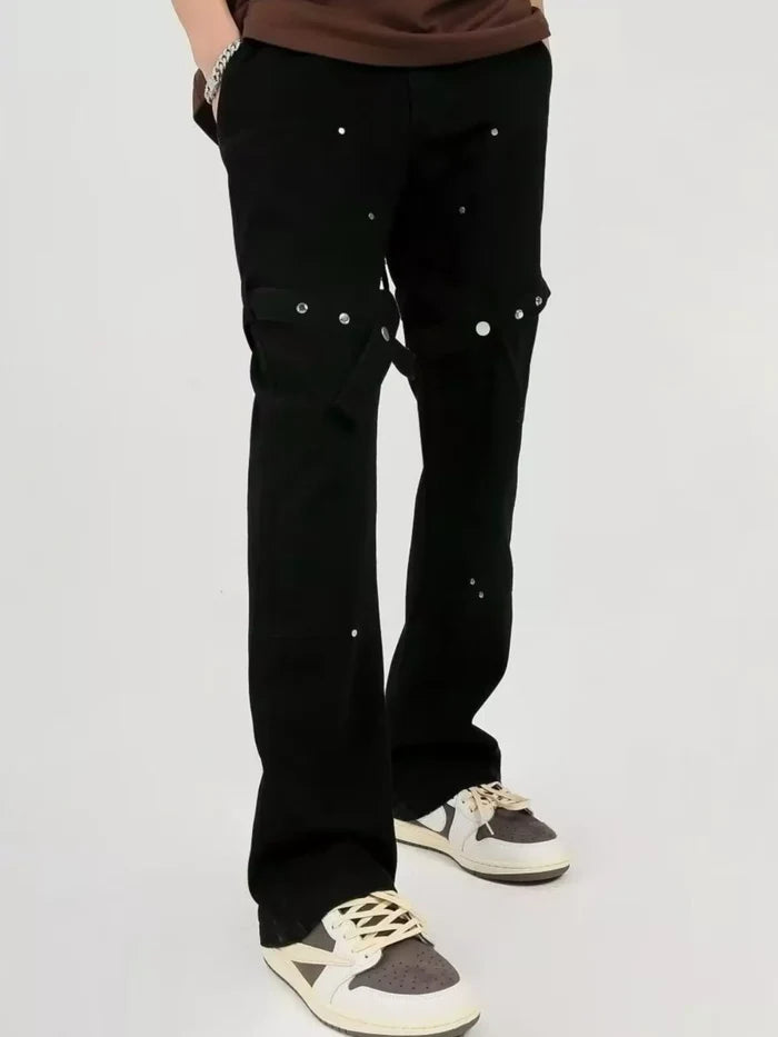 Men's Plus Size Stud Embellishments Bootcut Pants
