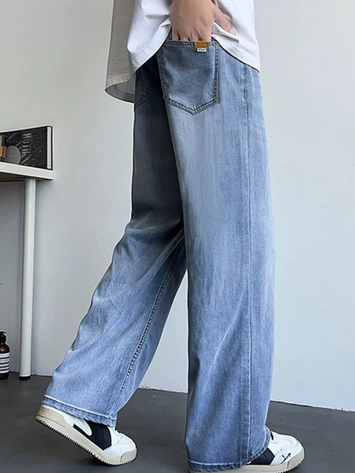 Men's Plus Size Vintage Wash Wide Leg Jeans