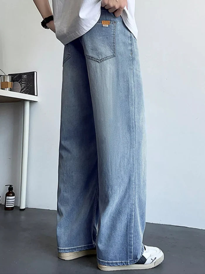 Men's Plus Size Vintage Wash Wide Leg Jeans