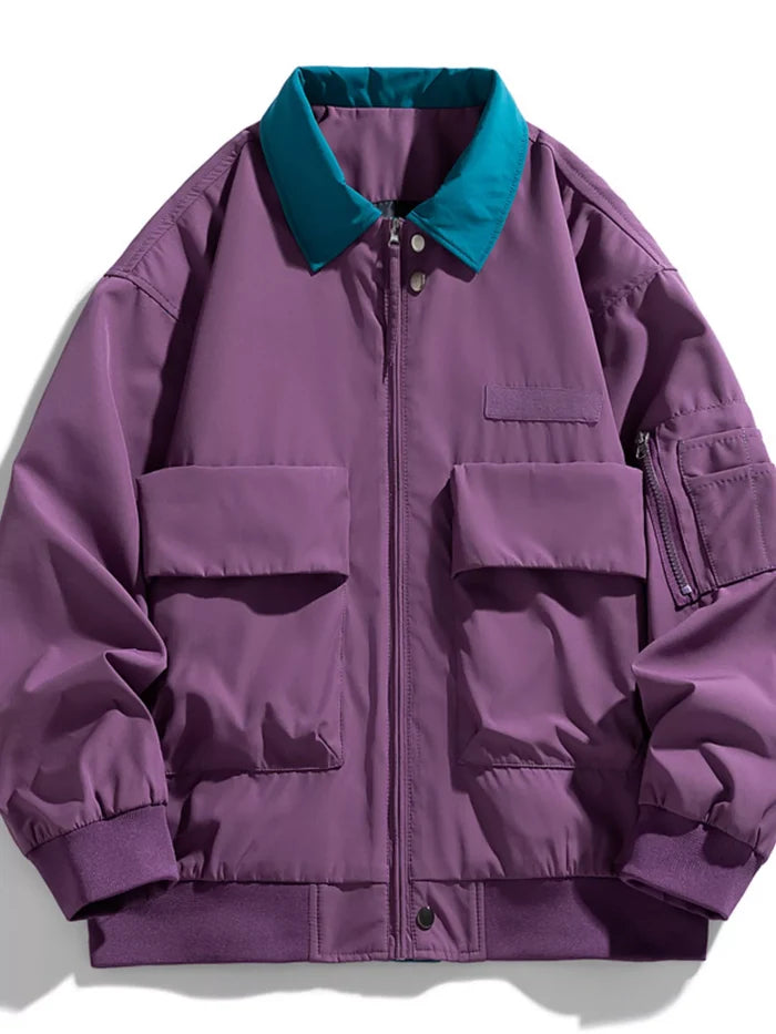 Men's Plus Size Zip Up Casual Bomber Jacket