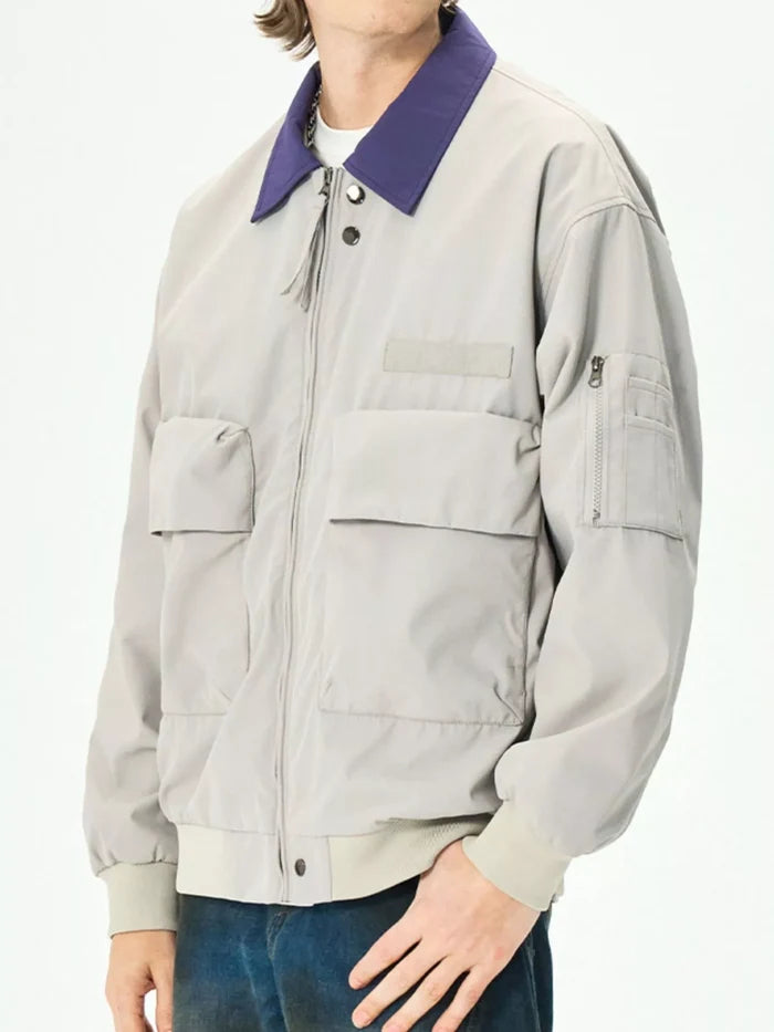 Men's Plus Size Zip Up Casual Bomber Jacket