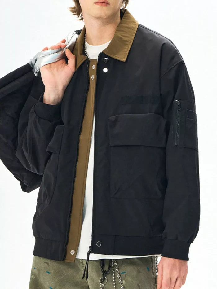 Men's Plus Size Zip Up Casual Bomber Jacket
