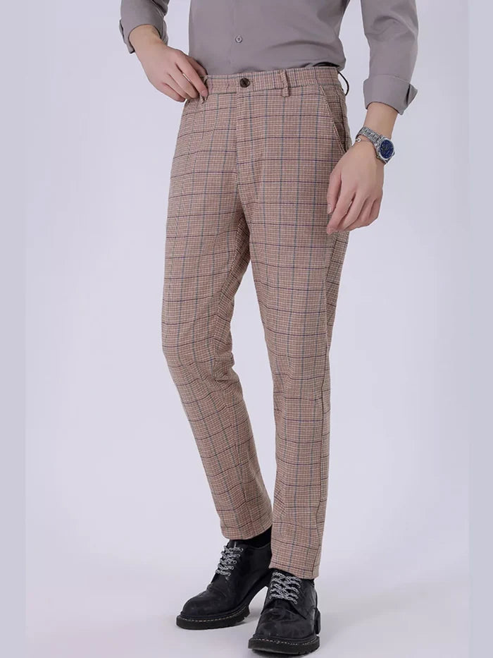 Men's Slim Fit Plaid Pants