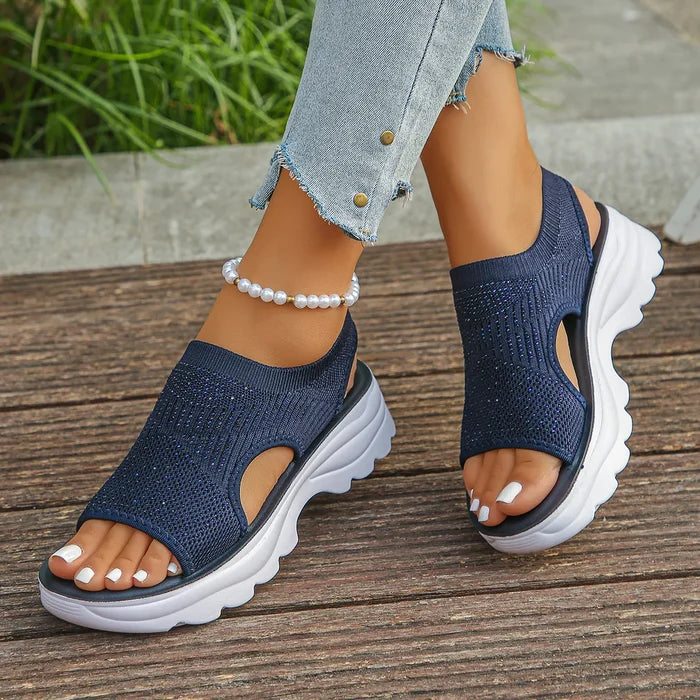 Mesh Open Toe Platform Sandals